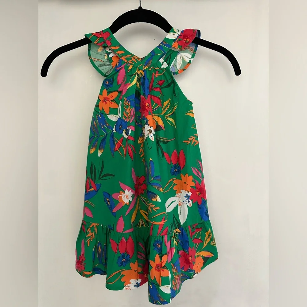 J Crew Crewcuts Green Tropical Print Dress. Size 3. NWT. - Picture 1 of 5